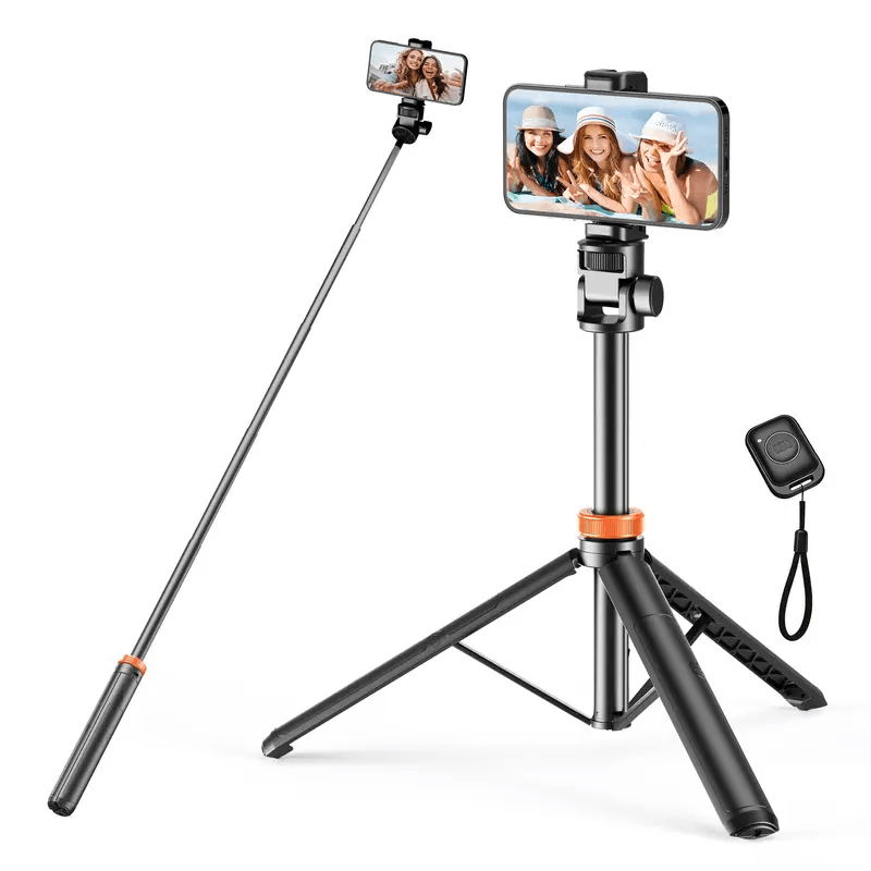 Bluetooth Selfie Stick Tripod 1.49m, Portable Floor Phone Stand with Remote for Live Vlog Selfie