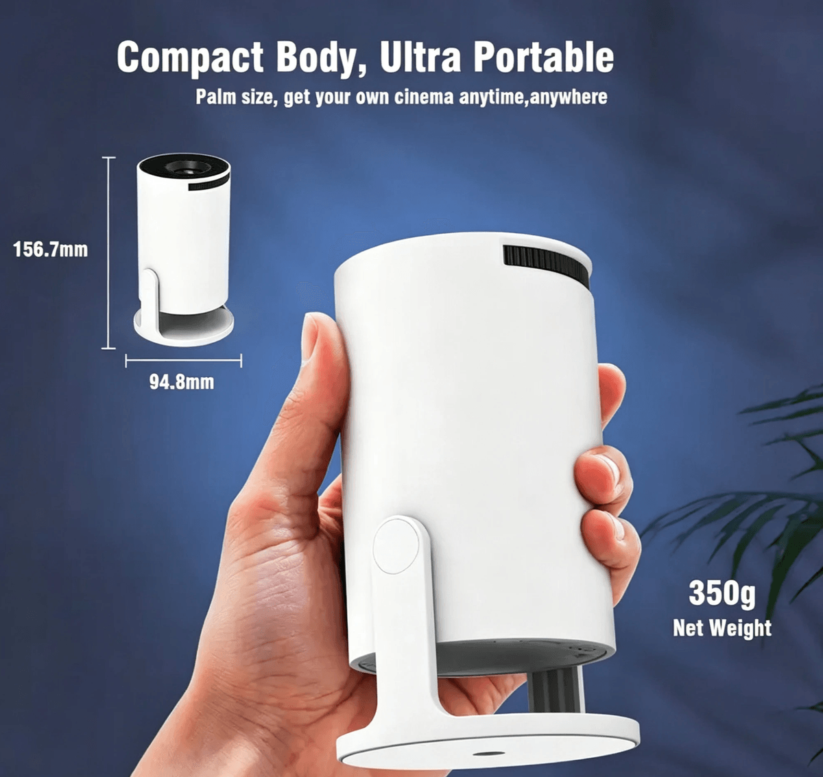 HY300Pro Mini Portable Projector Android14 WiFi6 BT5.4 Auto Keystone 130‑inch Home Theater