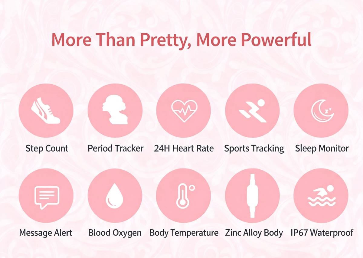 P81 Fashion Women Smart Watch, Luxury Jewellery Smart Bracelet, Heart Rate Blood Pressure Monitor, F