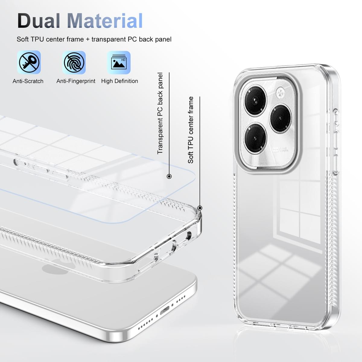 Clear Dual‑Layer Shockproof Case for Infinix & Tecno Spark Series