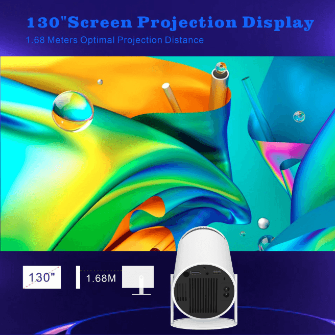 HY300Pro Smart Projector, 4K Supported Portable Mini Projector, Wi‑Fi6 Bluetooth 5.0, Auto Keystone 