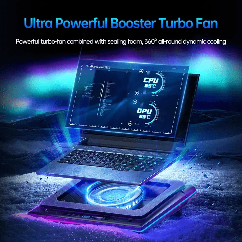 Core Ice Zephyr A8 Pressure‑blow Laptop Cooler, RGB Gaming Silent Cooling Stand