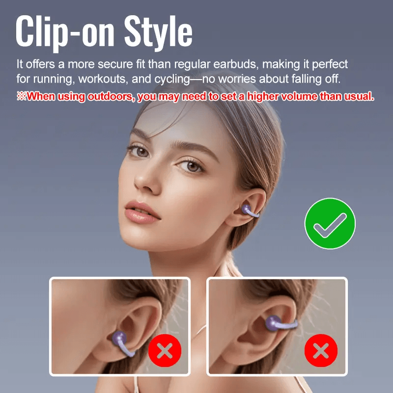 ULTRA610 Clip‑on Ear Bluetooth Headphones, Sports Open‑ear Style