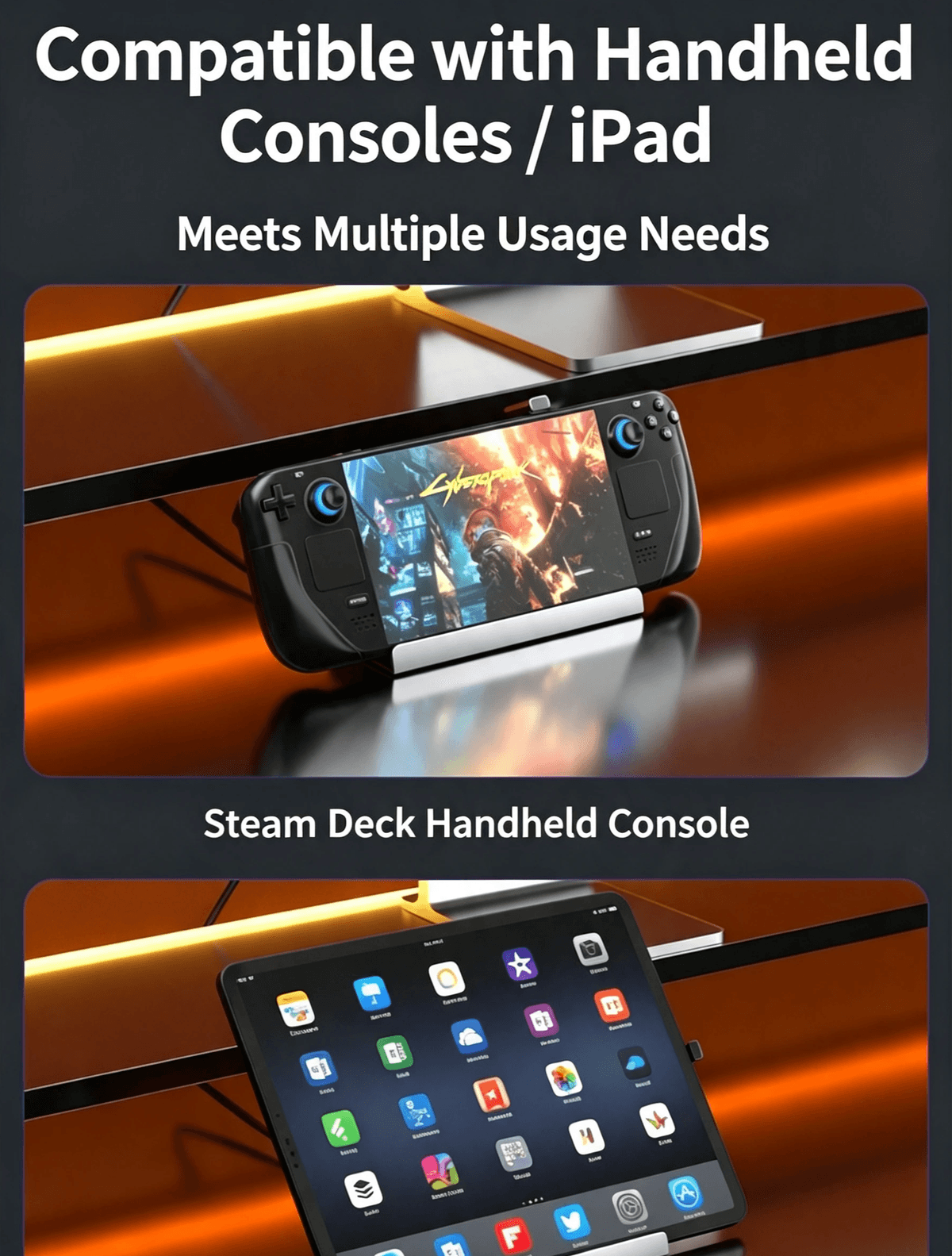 6‑in‑1 Handheld Docking Station, HDMI2.1 4K@120Hz, 100W PD Charging, Gigabit RJ45 Ethernet, USB‑C Hu