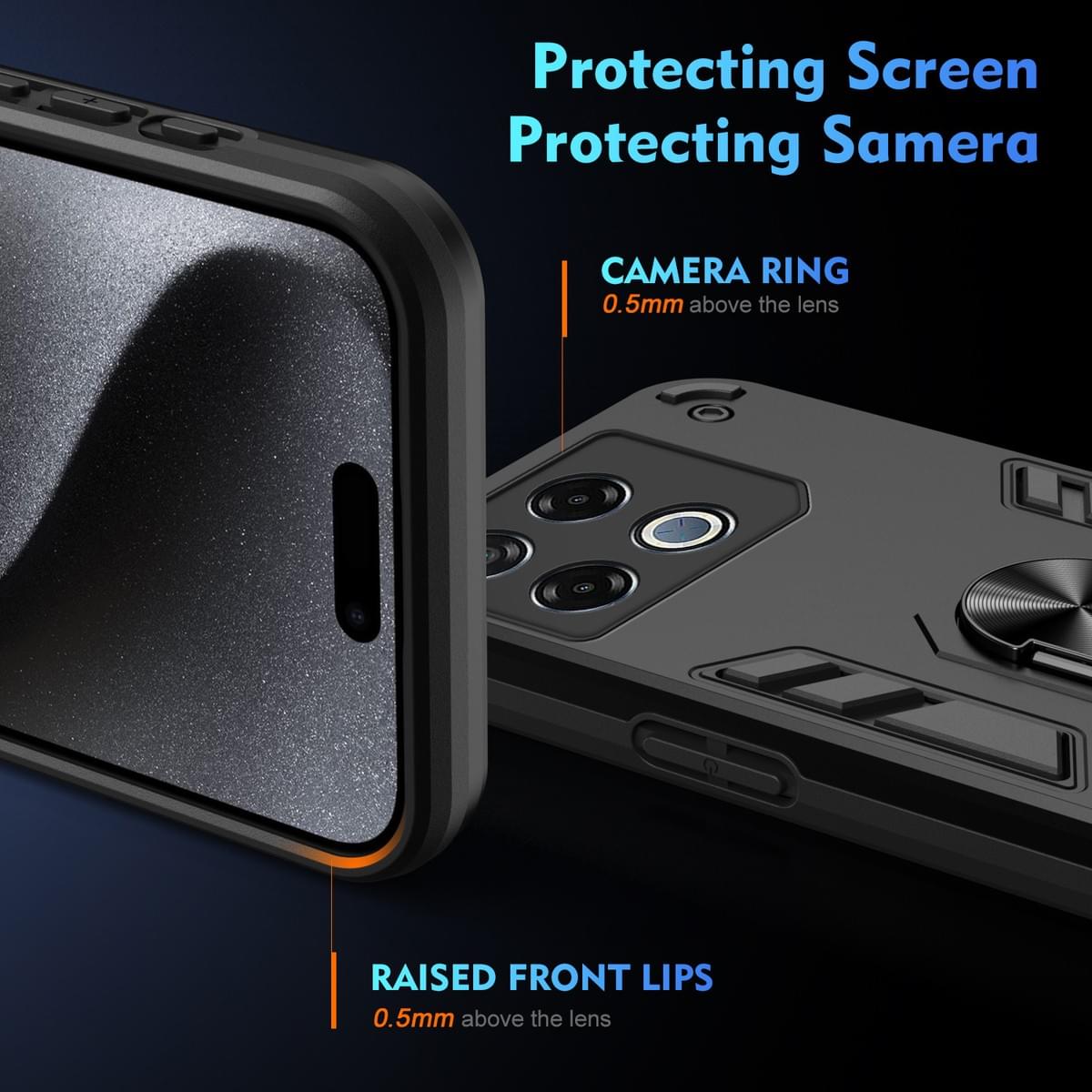 Armor Shockproof Case Built‑in Ring Holder for Infinix Series