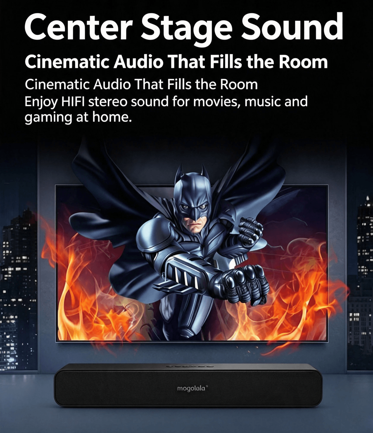 RGB Computer Sound Bar, Wired & Bluetooth Dual Mode Desktop Speaker, Stereo Bass Gaming Speaker 