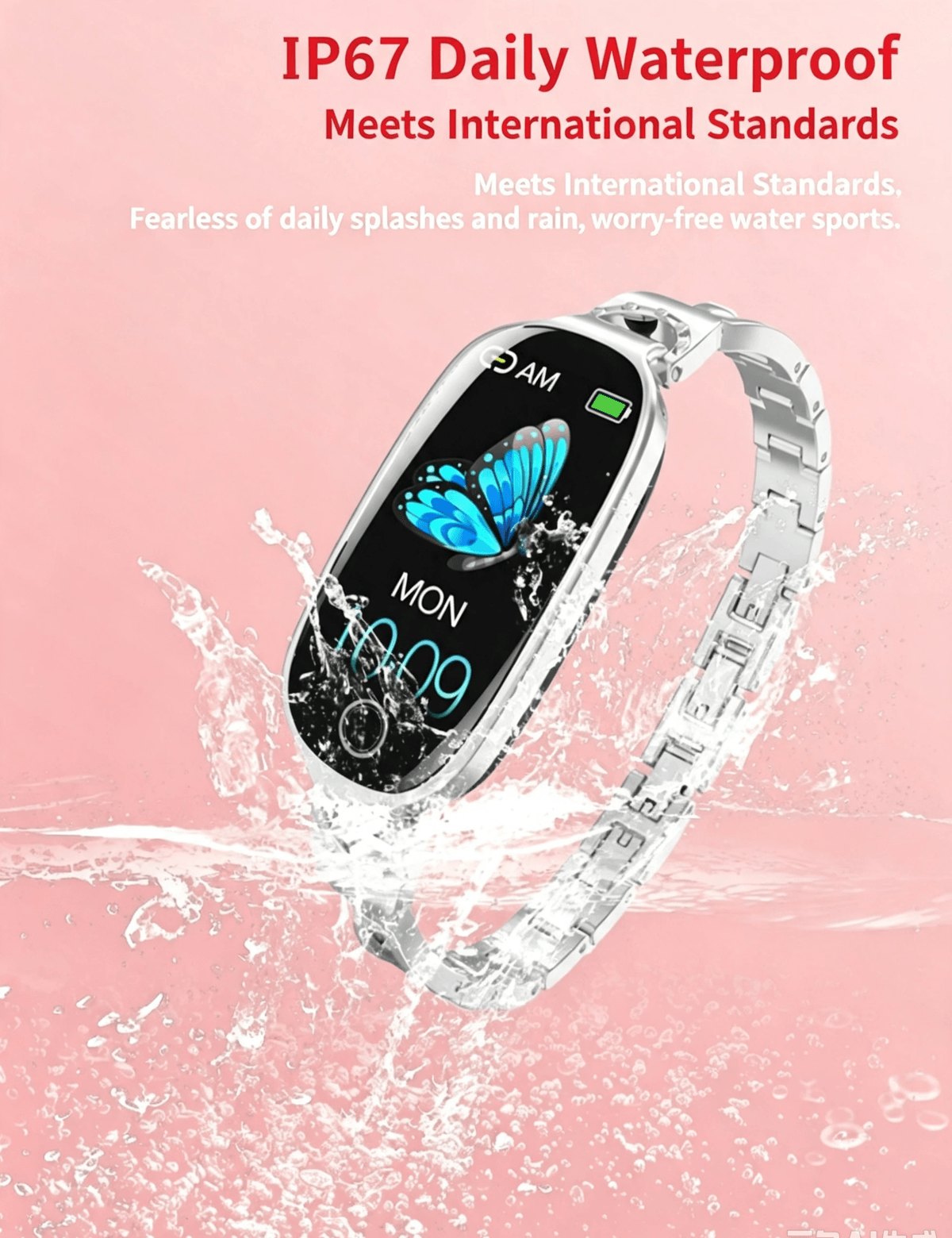 P81 Fashion Women Smart Watch, Luxury Jewellery Smart Bracelet, Heart Rate Blood Pressure Monitor, F
