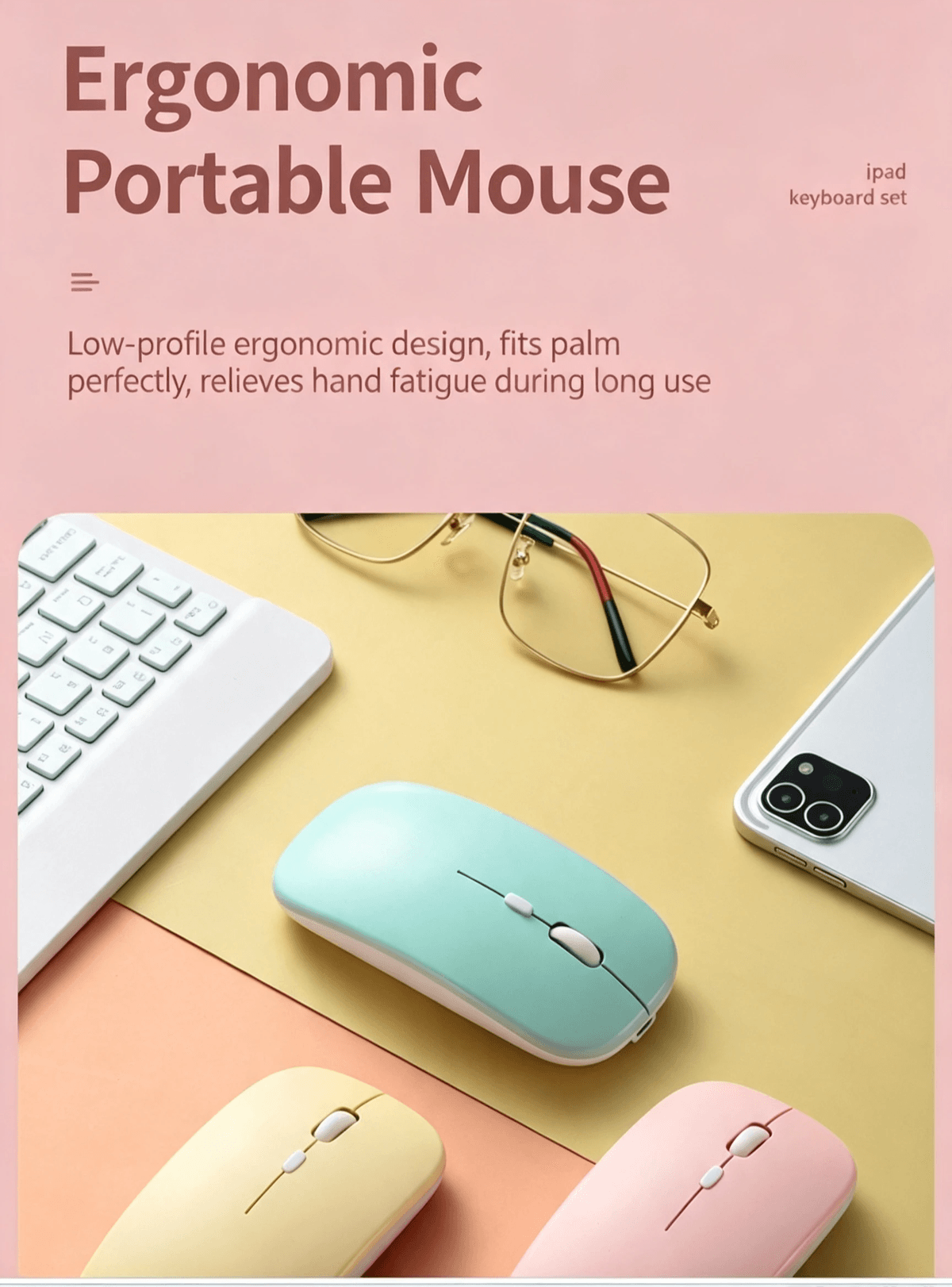 Best Seller Bluetooth Keyboard Mouse Combo, Rechargeable Wireless Keyboard Set for iPad Tablet Phone