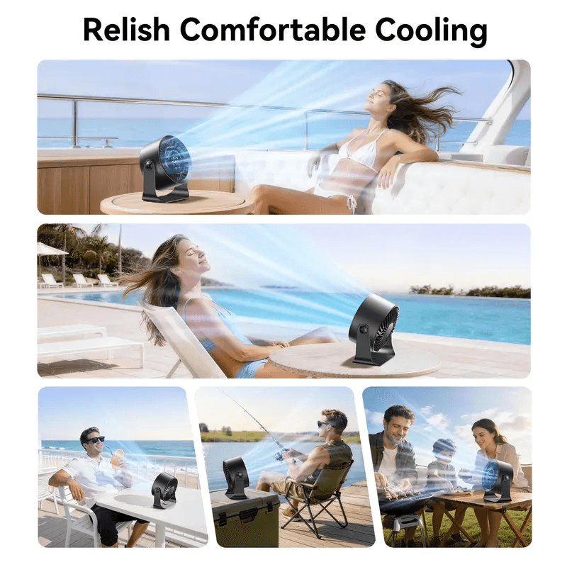 360° Rotate Rechargeable Desk Fan, LED Display 100‑Speed Quiet Wall‑Mount Personal Fan