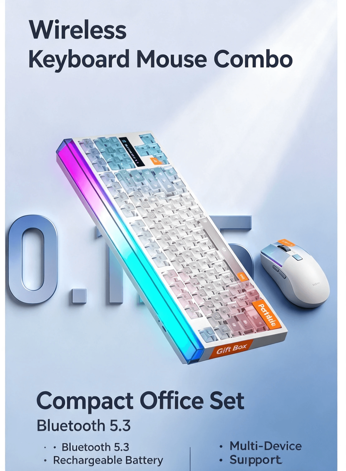 T87 87Keys 3‑Mode Hot‑swappable ARGB Gaming Keyboard,12000mAh 