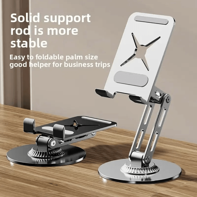 360° Rotation Foldable Metal Phone Tablet Stand, Adjustable Desktop Holder