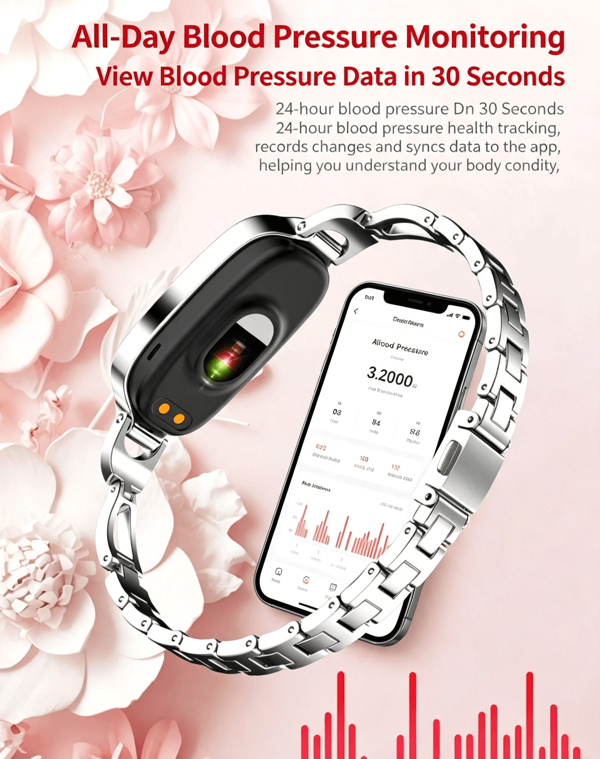 P81 Fashion Women Smart Watch, Luxury Jewellery Smart Bracelet, Heart Rate Blood Pressure Monitor, F