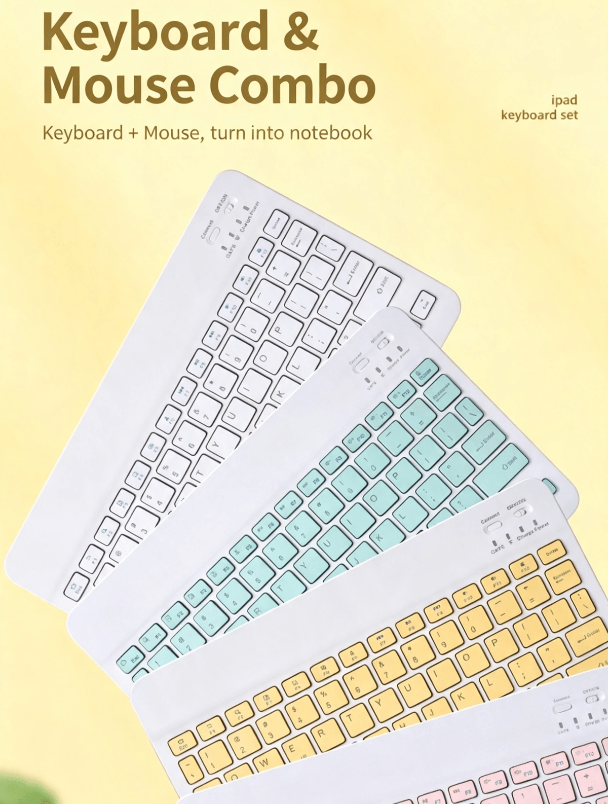 Best Seller Bluetooth Keyboard Mouse Combo, Rechargeable Wireless Keyboard Set for iPad Tablet Phone