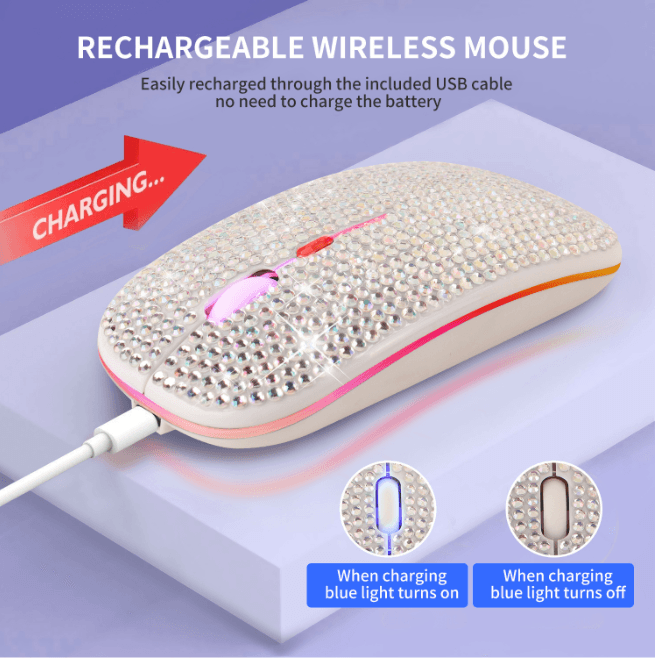 Rhinestone Bling Rechargeable Wireless Bluetooth Mouse
