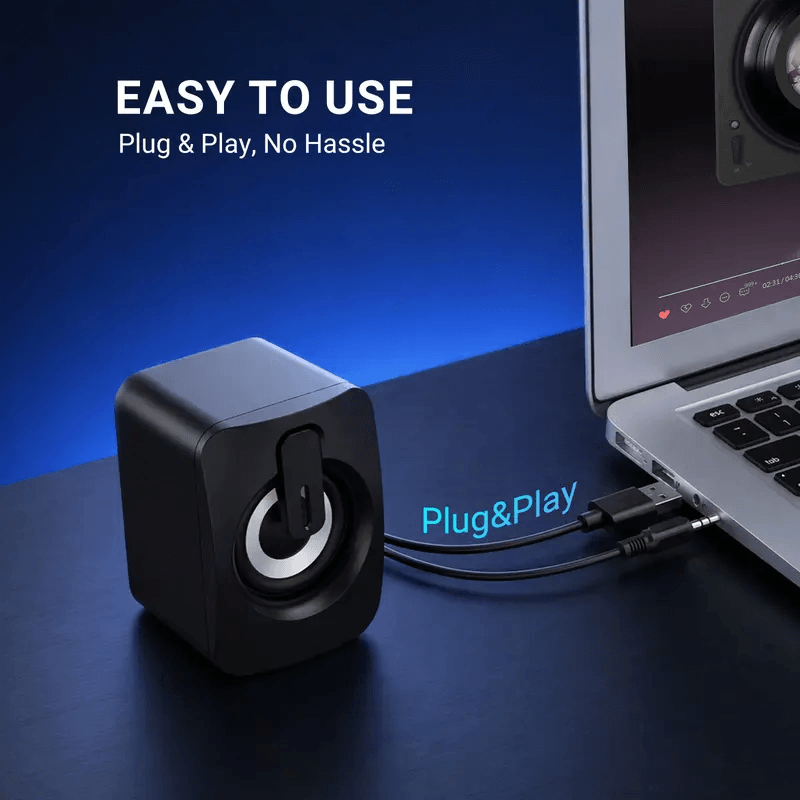 USB Powered Mini PC Speakers, 7 RGB Modes, Enhanced Bass Stereo Soundbar for Desktop Laptop