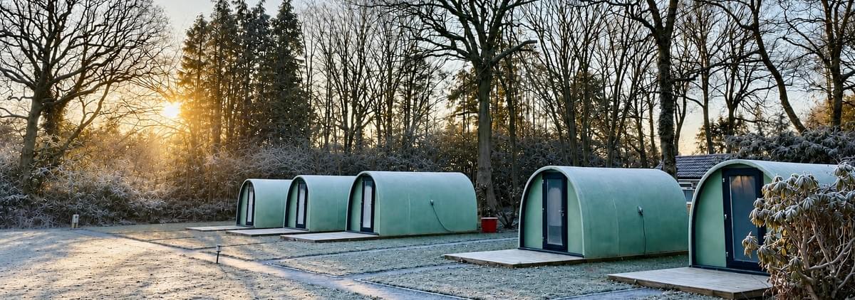 Wintery scene of the pods with bare trees Wintery scene of the pods with bare trees