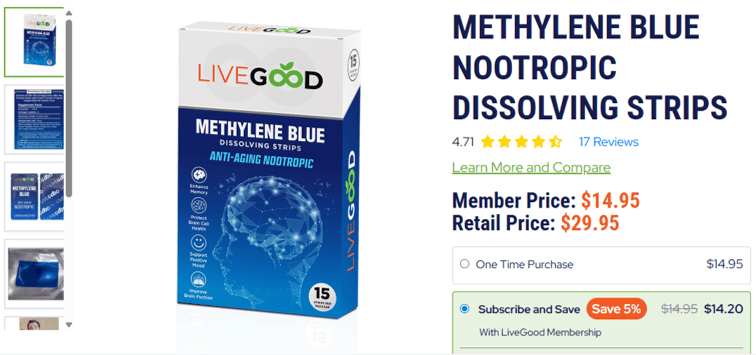 LiveGood Menthyene Blue Nootropic dissolving Strips
