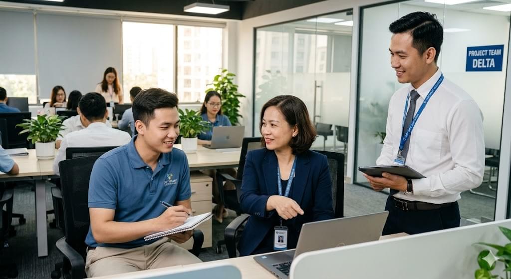 Mô hình giải thích bản chất lao động thuê ngoài là gì trong quản trị.