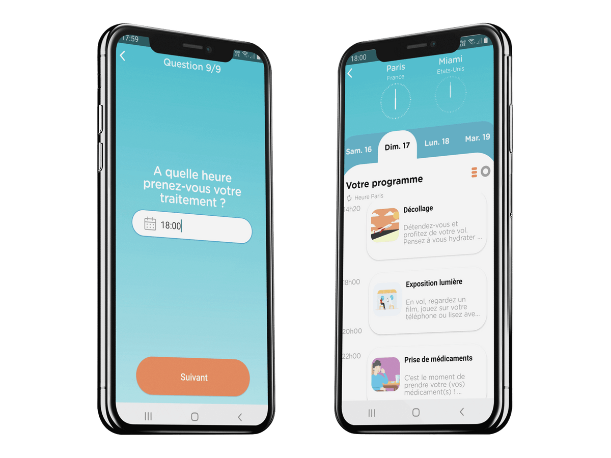  vaincre le jetlag, Agenda avec prise de médicaments