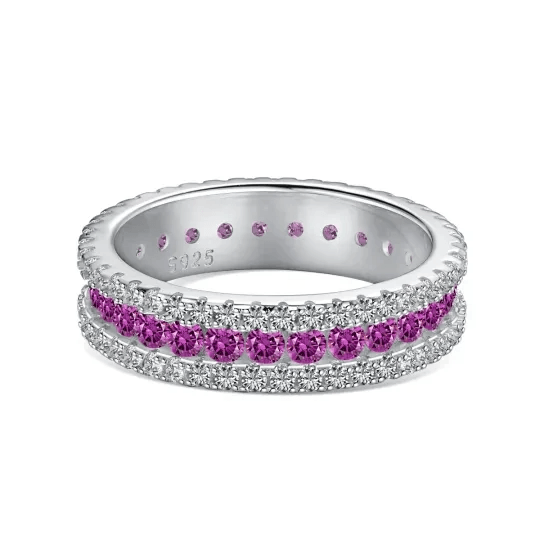 Exquisite Pink Moissante Ring with Diamonds