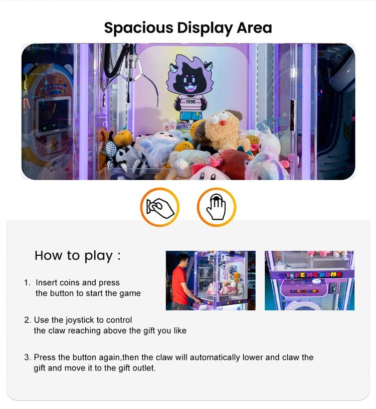 Purple Claw Machine Commercial Prize Game For Arcade Business