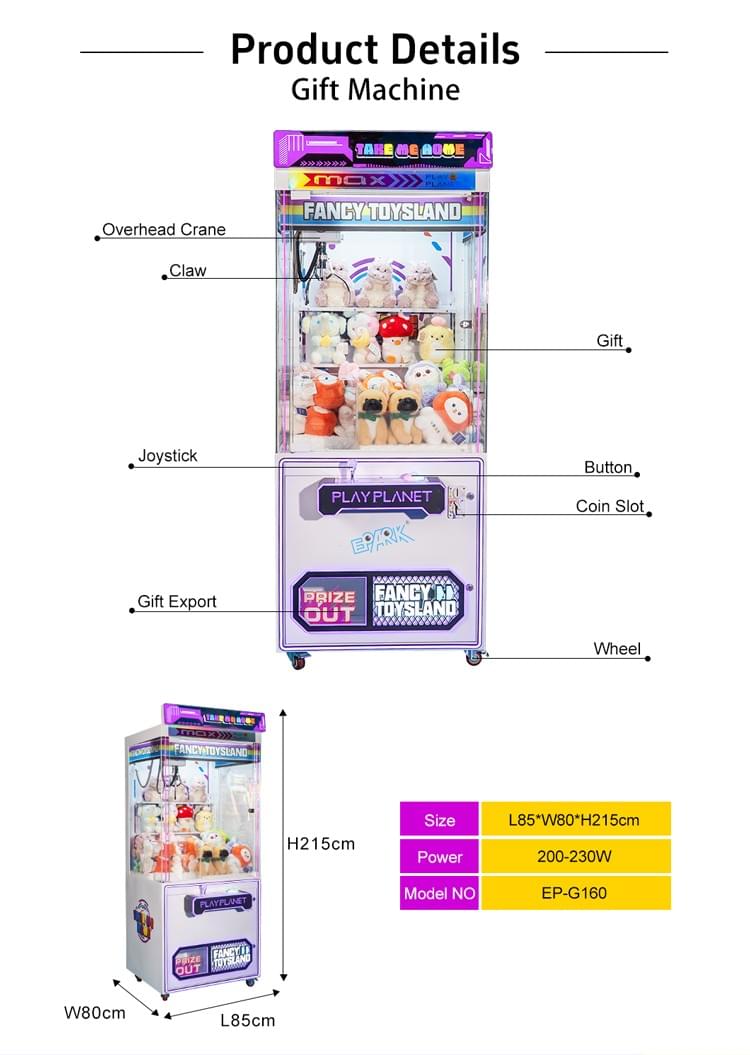 Arcade Claw Machine Toy Crane Game For Entertainment Business