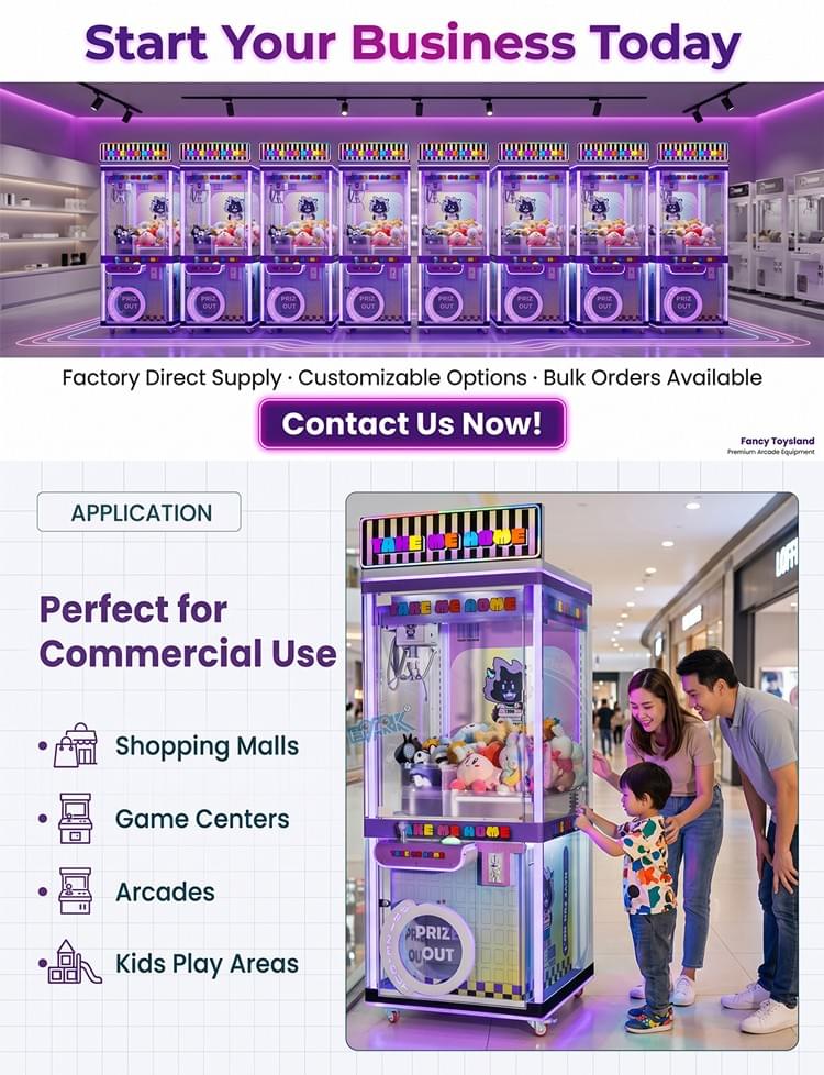 Purple Claw Machine Commercial Prize Game For Arcade Business