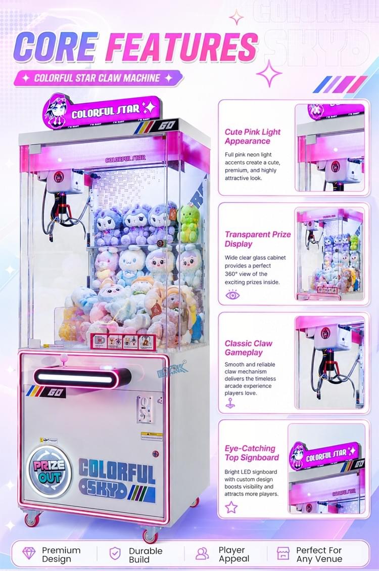 Pink Claw Machine Toy Crane Game For Arcade Business