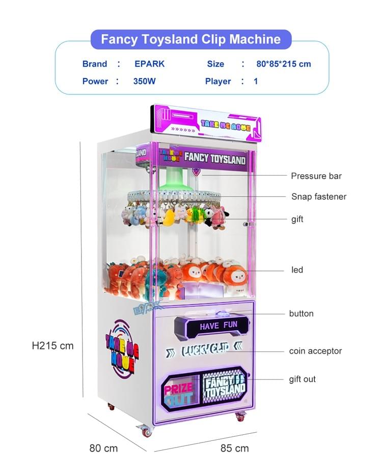 Fancy Toy Clip Machine Prize Game For Arcade Business