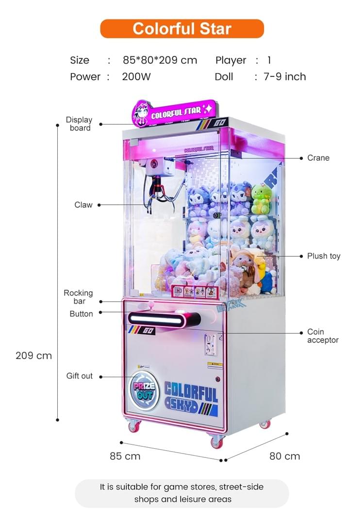 Pink Claw Machine Toy Crane Game For Arcade Business