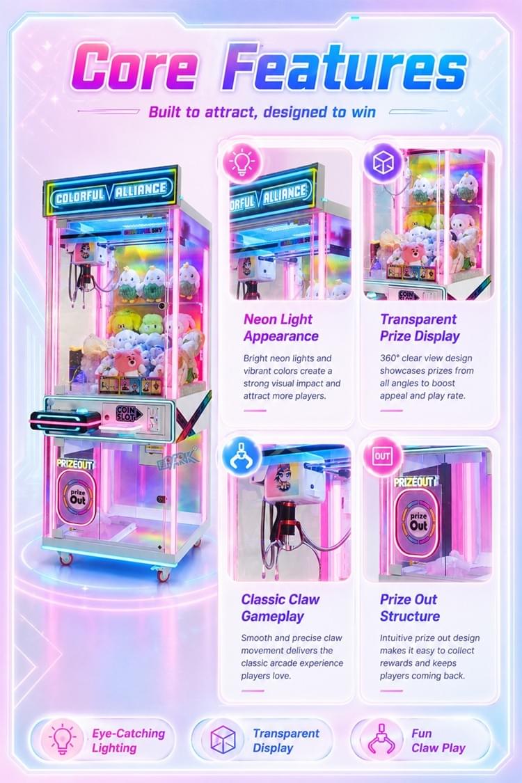 Mini Claw Machine Coin Operated Prize Game For Arcade Business