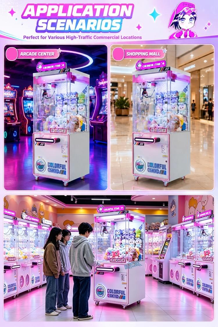 Pink Claw Machine Toy Crane Game For Arcade Business