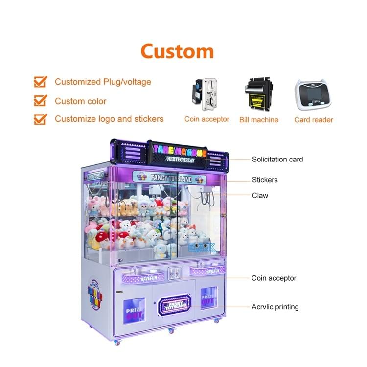 2 Player Claw Machine Commercial Prize Game For Arcade Business