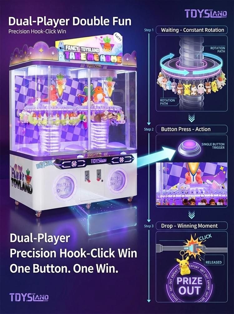 2 Player Toy Clip Machine Coin Operated Prize Equipment