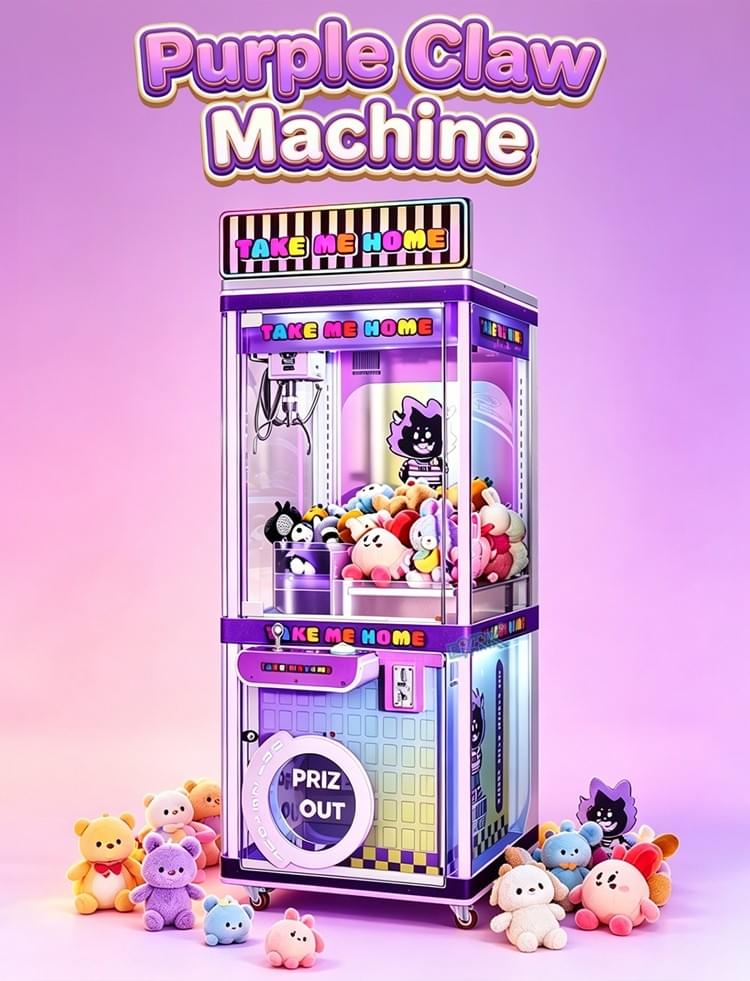 Purple Claw Machine Commercial Prize Game For Arcade Business