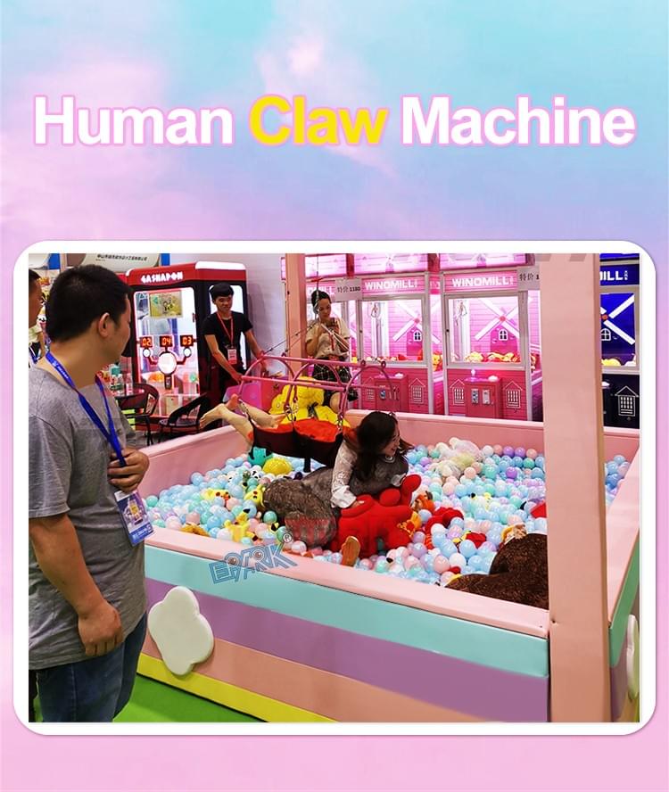 Human Claw Machine Interactive Arcade Game for Family Entertainment Center