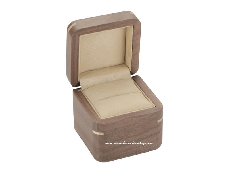 Dark Brown Interior Walnut Wooden Music Ring Box Proposal Gift