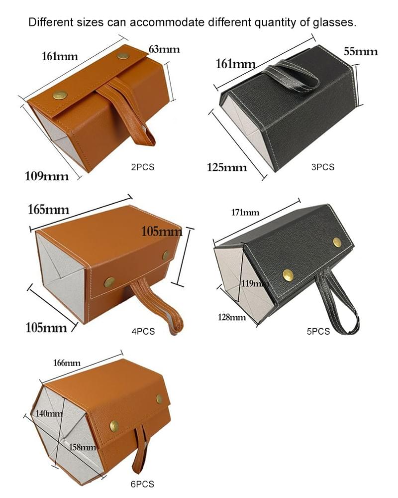 Wholesale Handmade Hexagonal Leather Folding Eyeglasses Case 