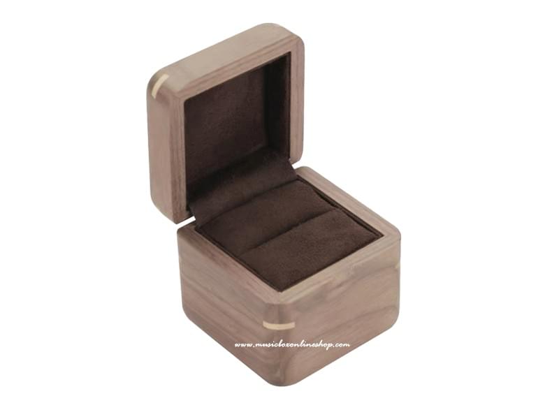 Dark Brown Interior Walnut Wooden Music Ring Box Proposal Gift