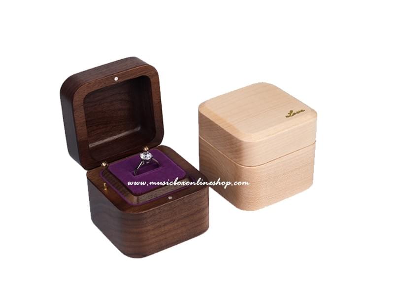 Wooden Proposal Ring Music Box Wedding Gift Walnut Music Box