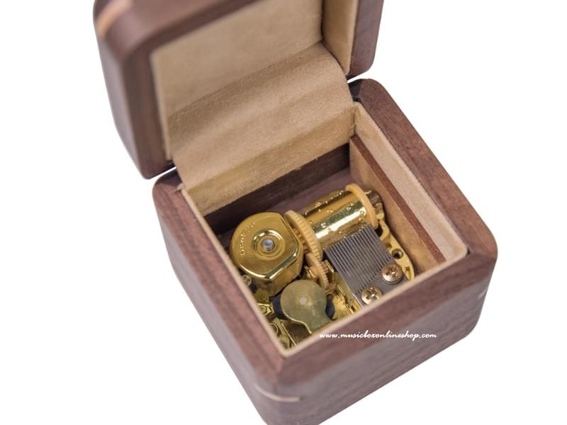 Dark Brown Interior Walnut Wooden Music Ring Box Proposal Gift