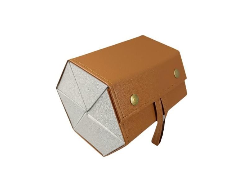 Wholesale Handmade Hexagonal Leather Folding Eyeglasses Case 
