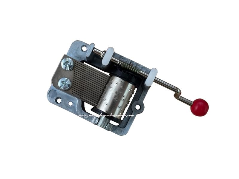 18 Note Hand-cranked Music Box Red Plastic Handle Carillon A Manovella