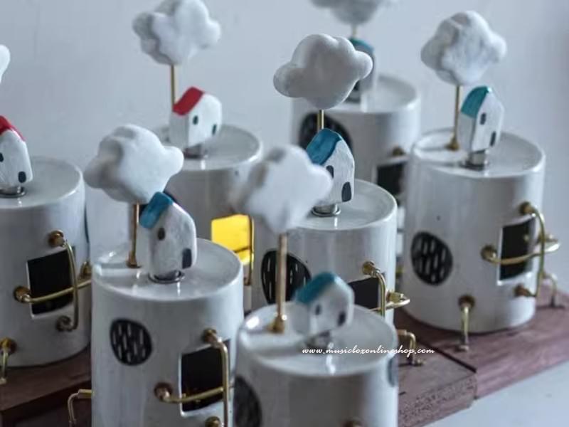 Handmade Ceramic Original Design Music Box White House Ambient Ligh Home Decoration