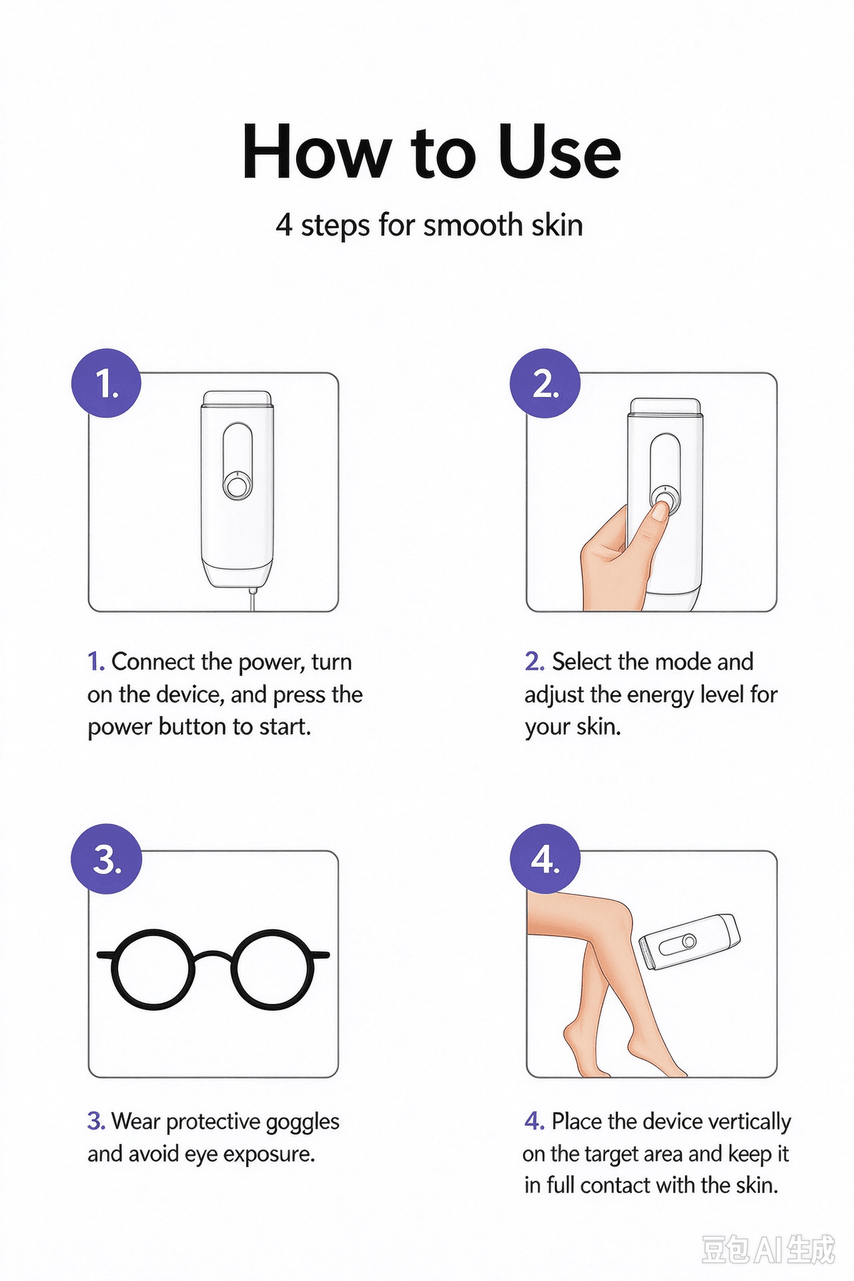 FDA Cleared Ice Cooling IPL Hair Removal Machine, Home Use Permanent Hair Remover for Face & Body