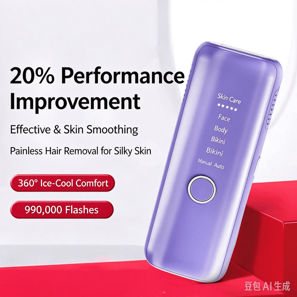 FDA Cleared Ice Cooling IPL Hair Removal Machine, Home Use Permanent Hair Remover for Face & Body