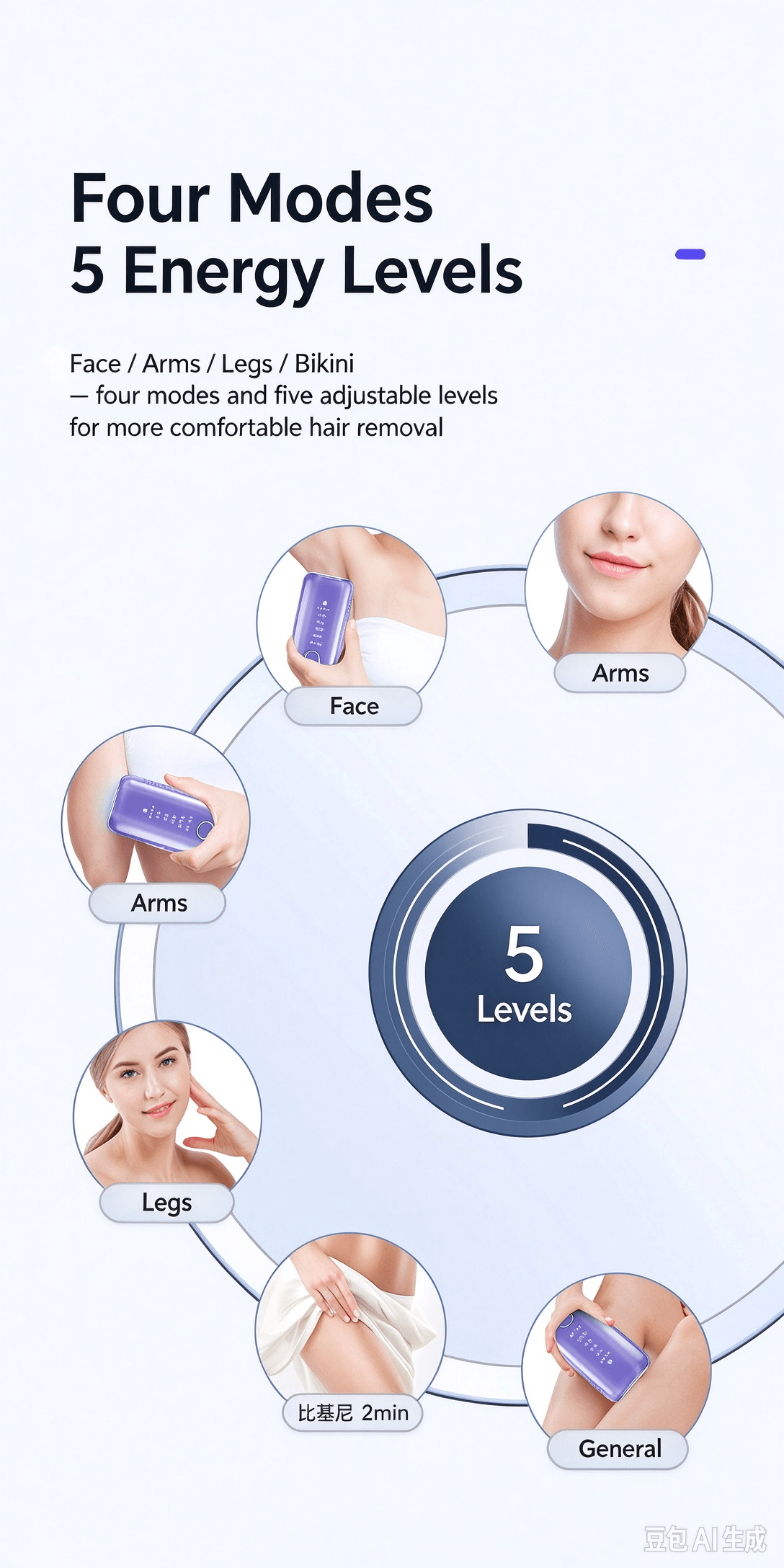 FDA Cleared Ice Cooling IPL Hair Removal Machine, Home Use Permanent Hair Remover for Face & Body