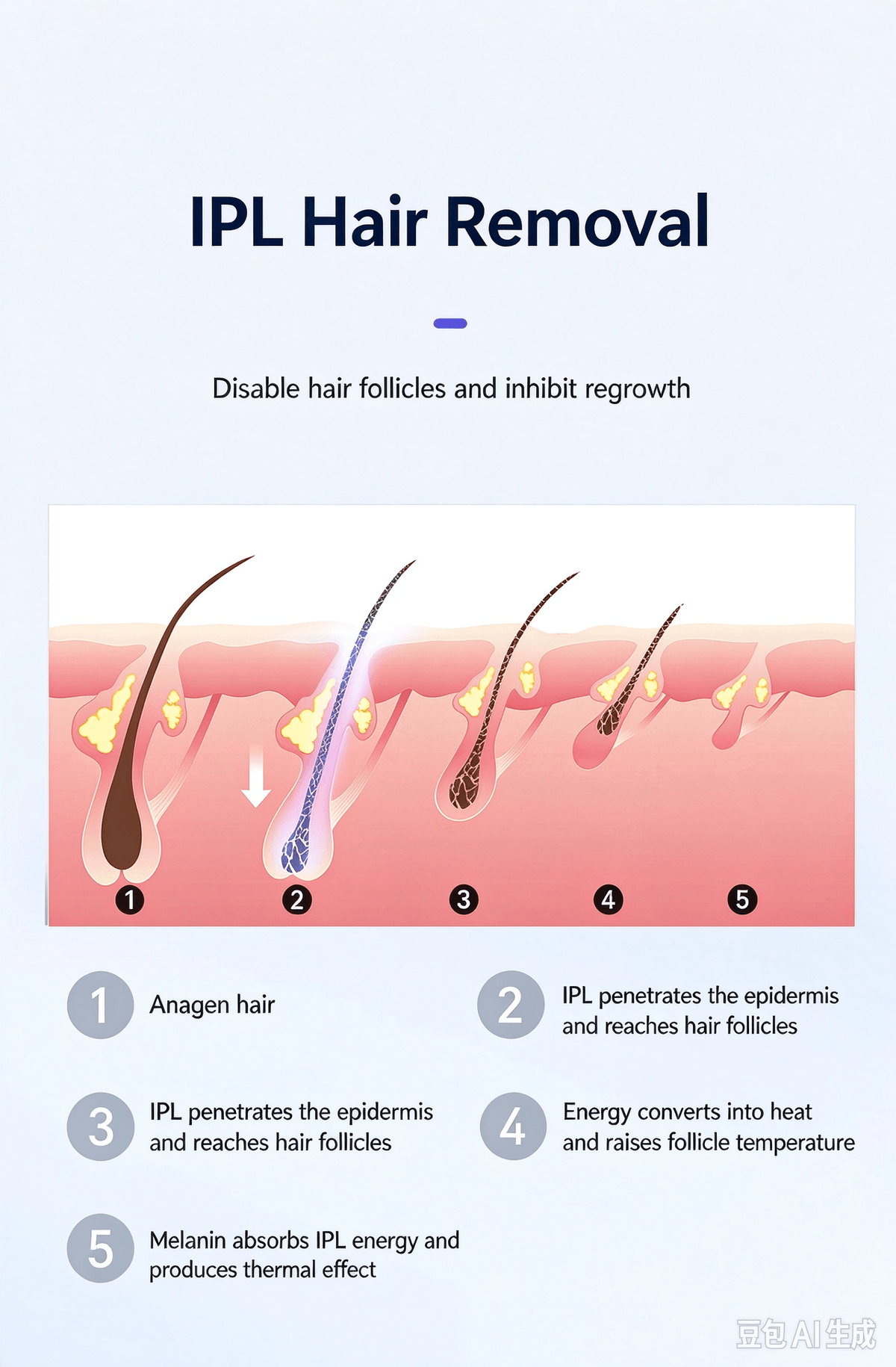 FDA Cleared Ice Cooling IPL Hair Removal Machine, Home Use Permanent Hair Remover for Face & Body