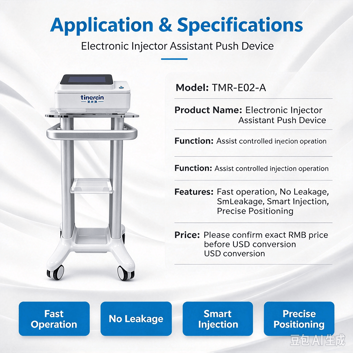Time Rui TMR-E02-A Electronic Injector Assistant Push Device, Precision Injection Support System
