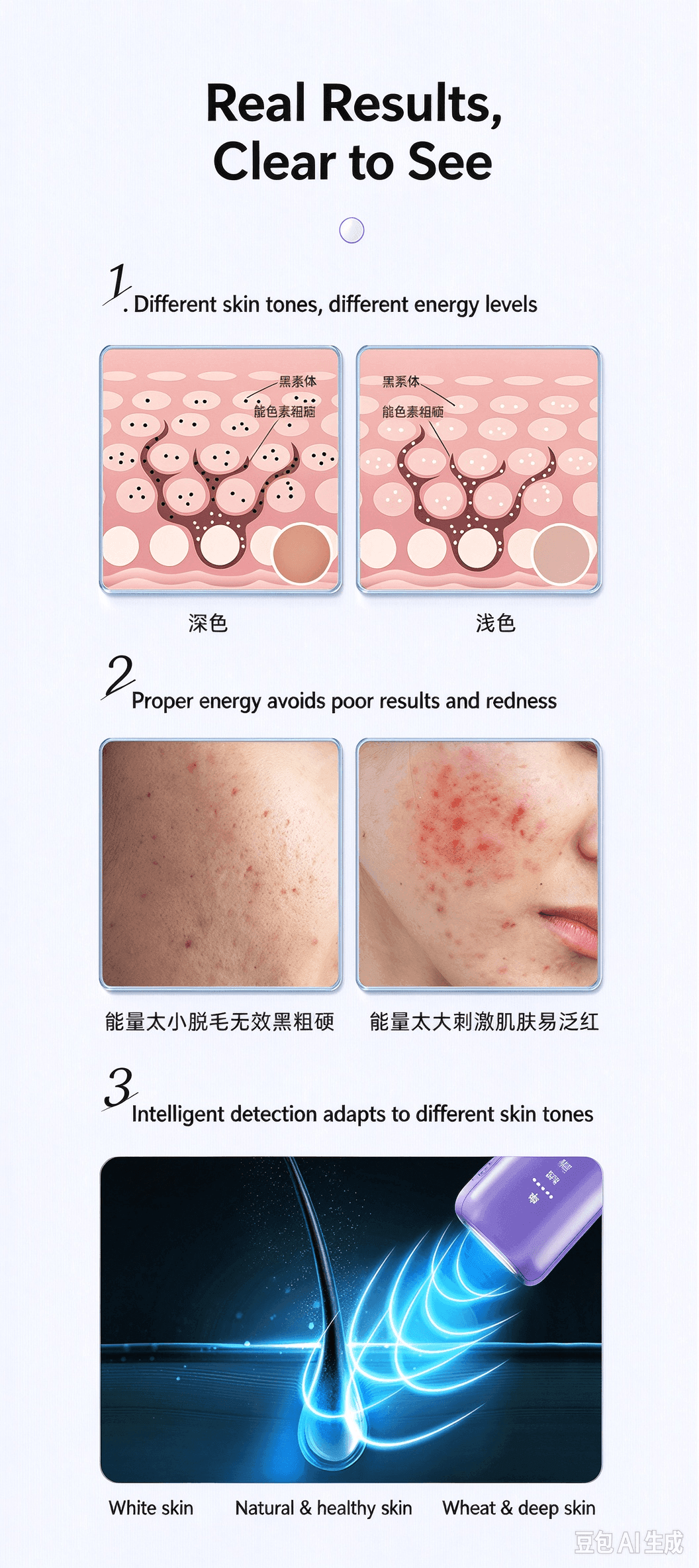 FDA Cleared Ice Cooling IPL Hair Removal Machine, Home Use Permanent Hair Remover for Face & Body